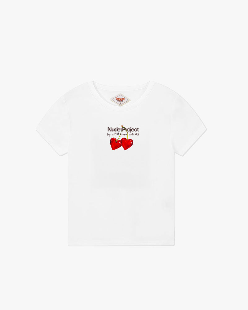 Juicy Cherry Baby Tee White