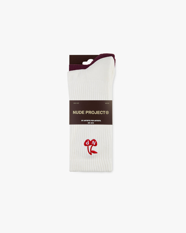 Leyre Socks Burgundy/Ivory