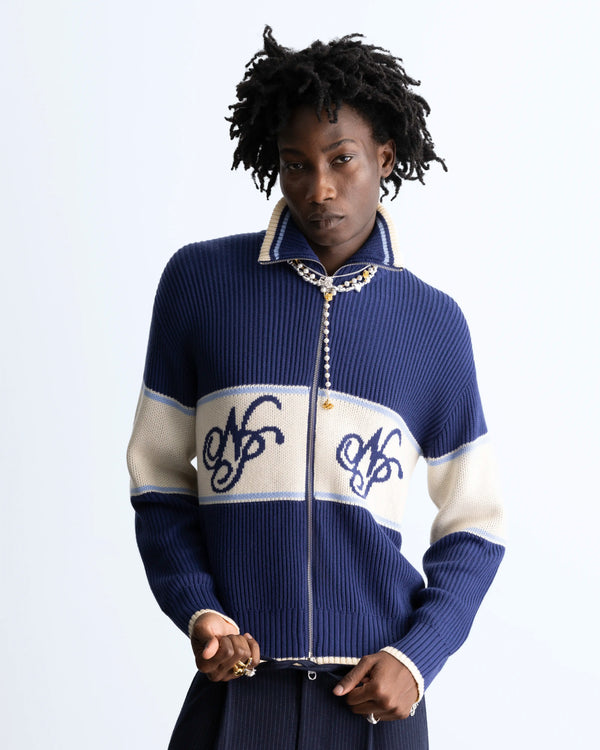 Voyage Zip-Up Knit Blue