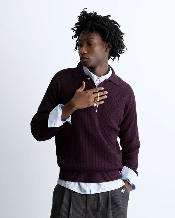 Elegant Knit Polo Burgundy