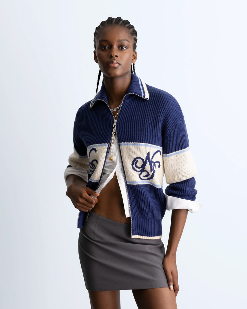 Voyage Zip-Up Knit Blue