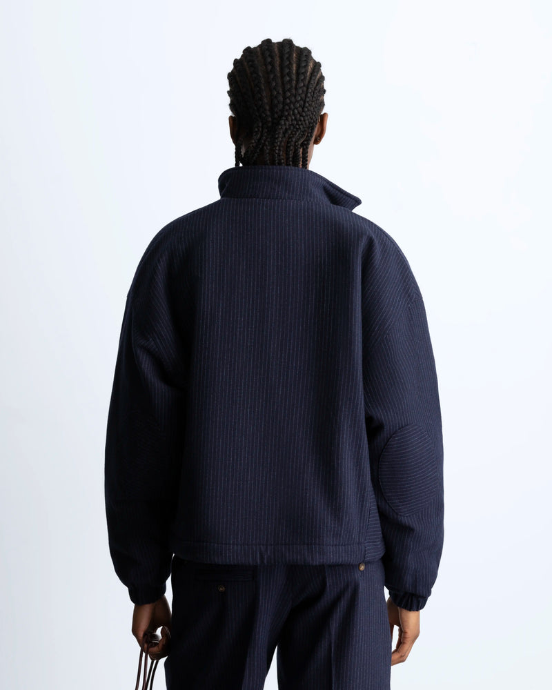 Wool Zip-Up Bomber Jacket Navy
