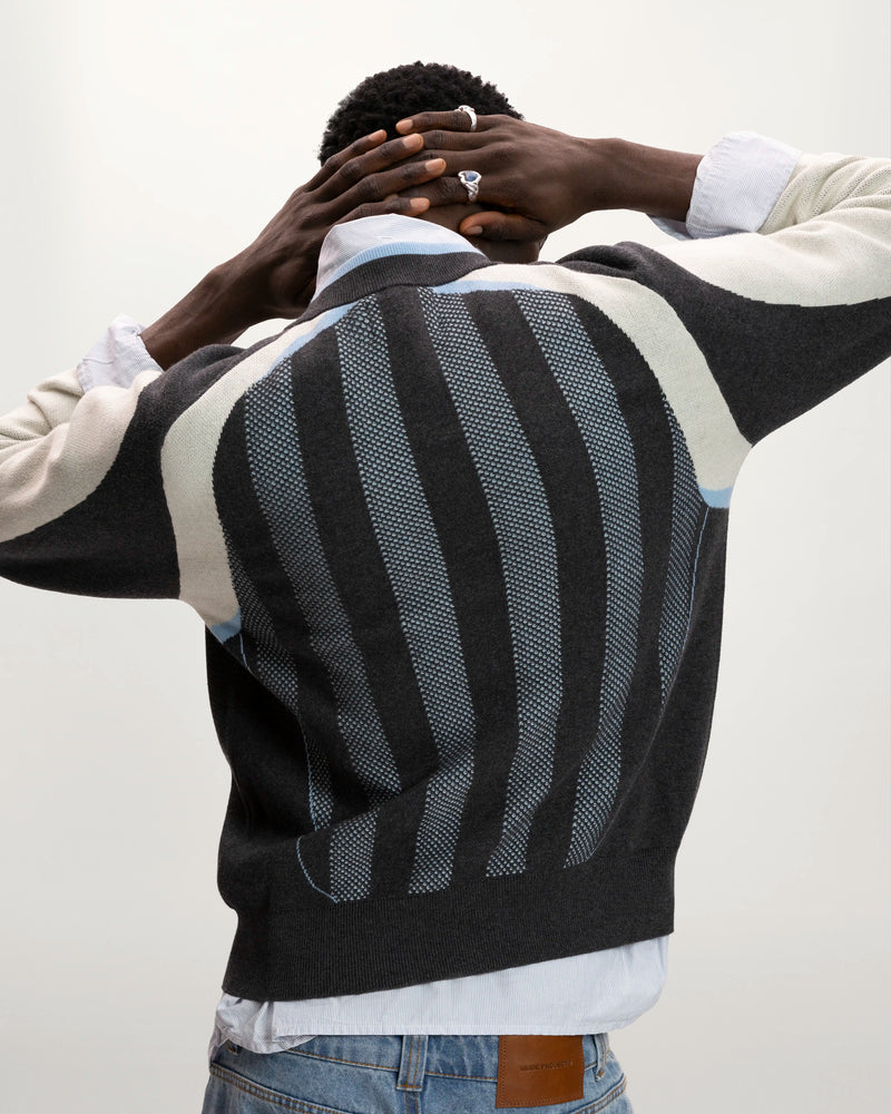 Grass Football Knit Sweater Grey