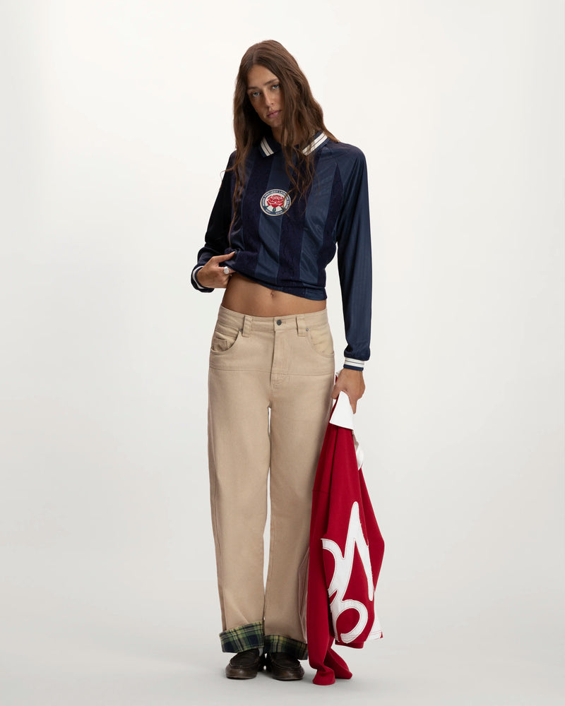 Lace Football Long-Sleeve Tee Navy