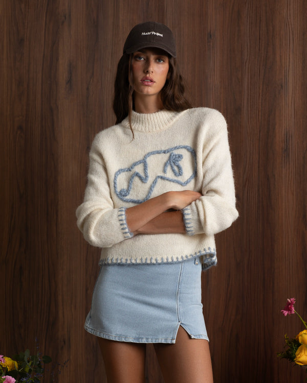 Kitty Knit Sweater White