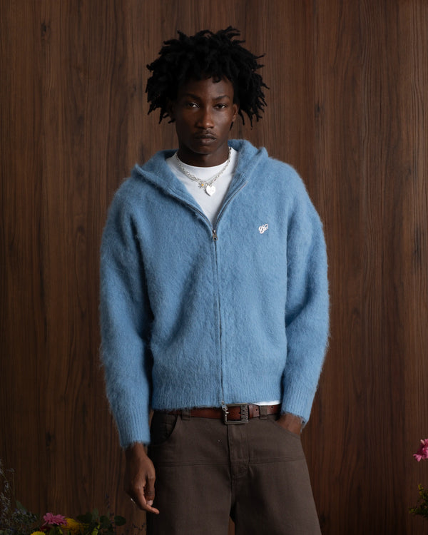 Alpachino Knit Zip-Up Hoodie Blue