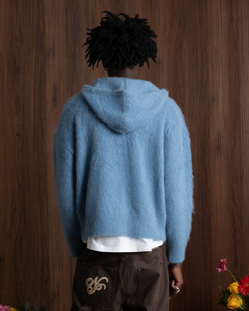 Alpachino Knit Zip-Up Hoodie Blue