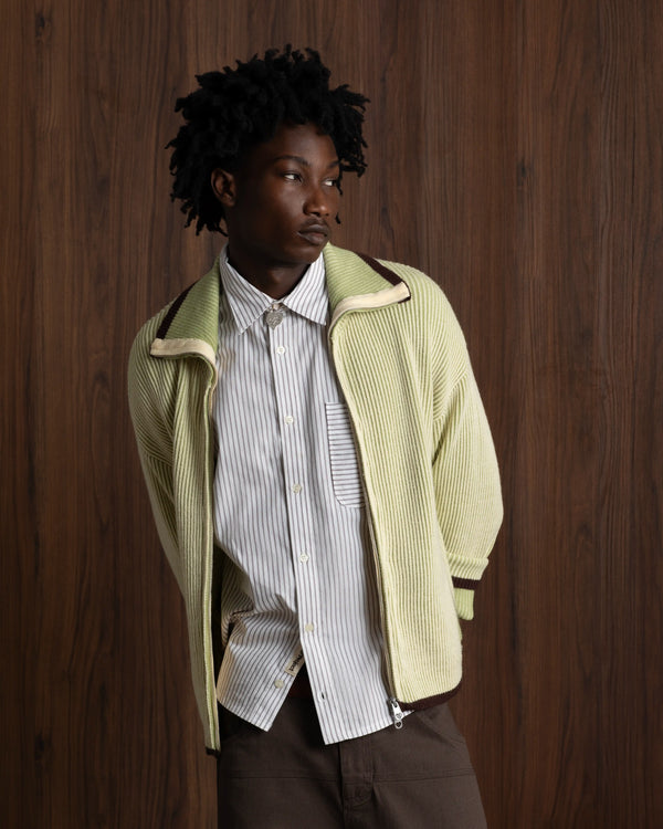 Classy Knit Zip-Up Cardigan Green