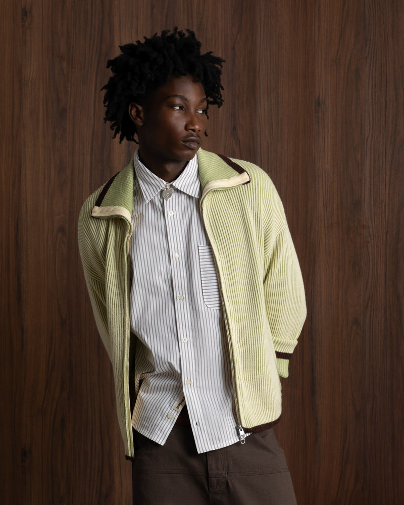 Classy Knit Zip-Up Cardigan Green