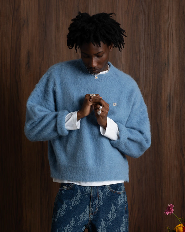 Alpaca Knit Sweater Blue