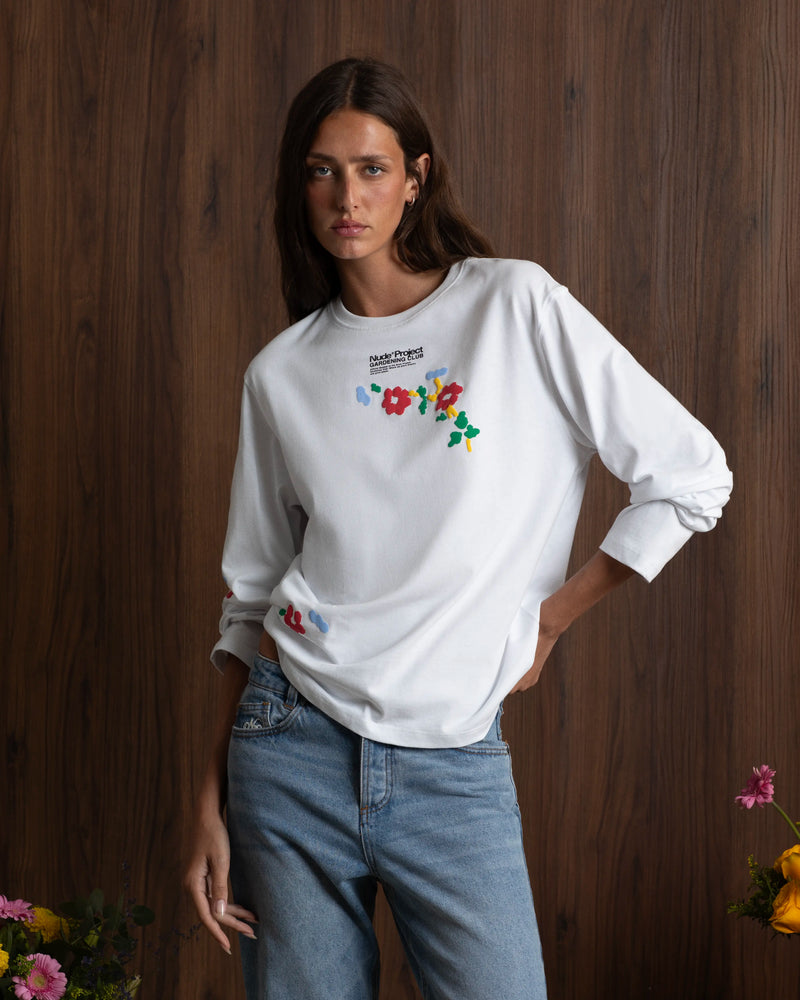 Flower Stripe Long-Sleeve Tee