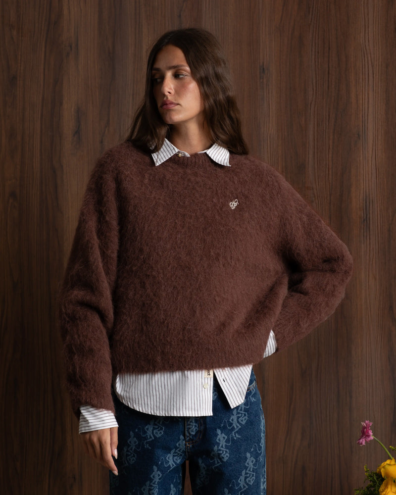 Alpaca Knit Sweater Brown
