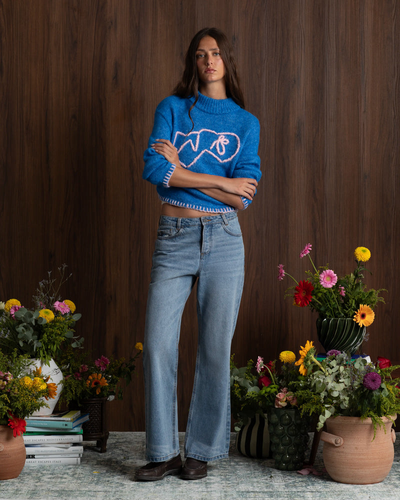 Kitty Knit Sweater Blue