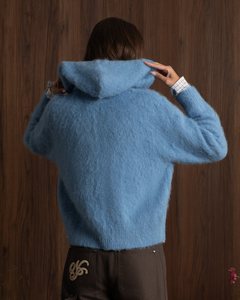 Alpachino Knit Zip-Up Hoodie Blue