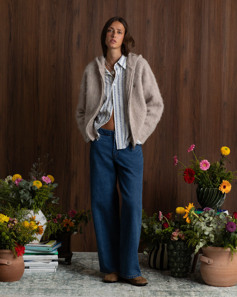 Alpachino Knit Zip-Up Hoodie Beige