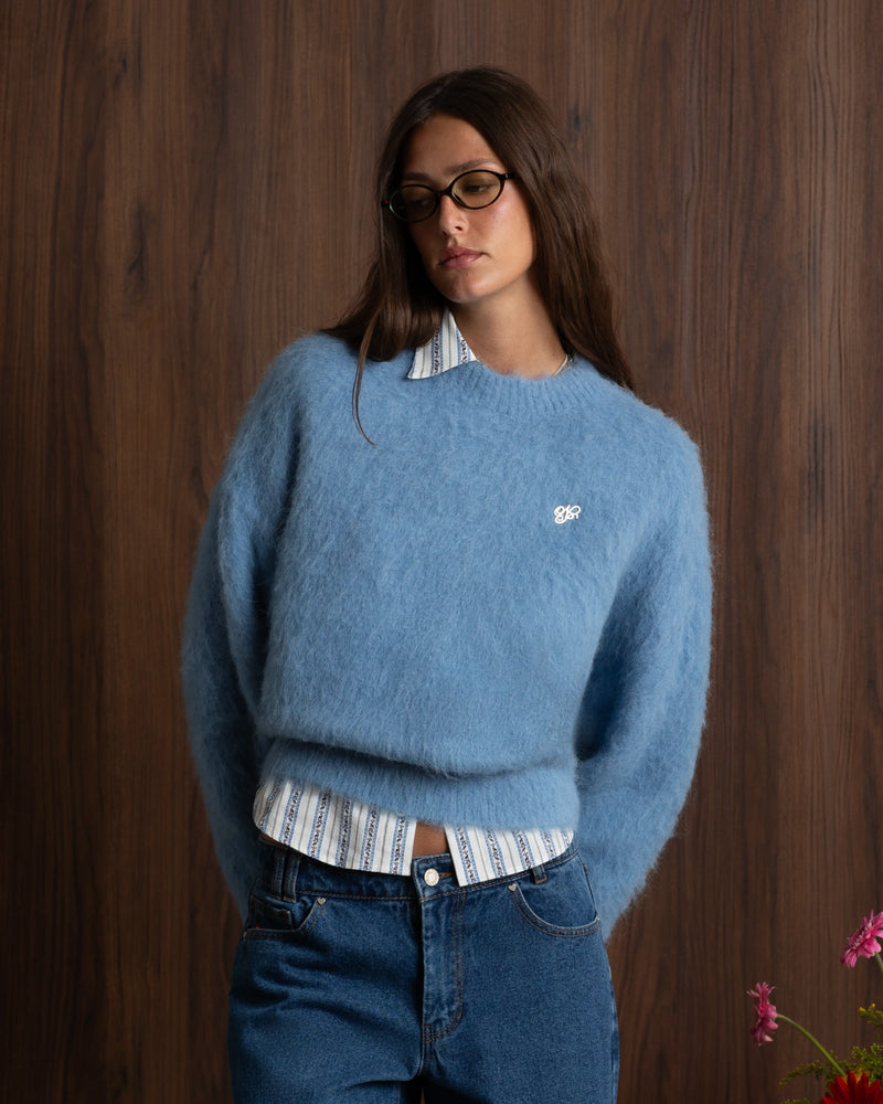 Alpaca Knit Sweater Blue