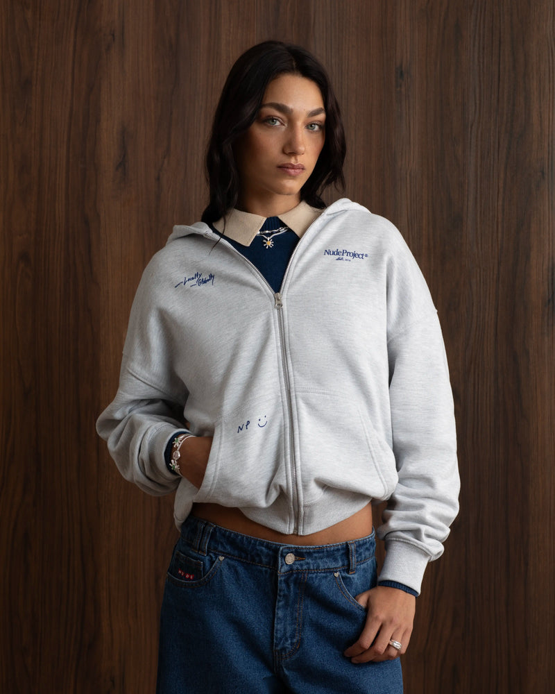 Global Soon Zip-Up Hoodie Grey