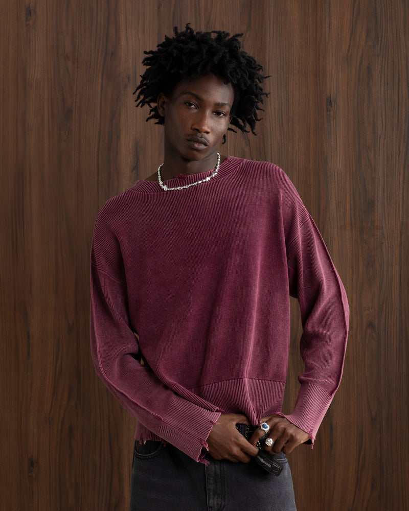 Perfect Cropped Knit Sweater Burgundy