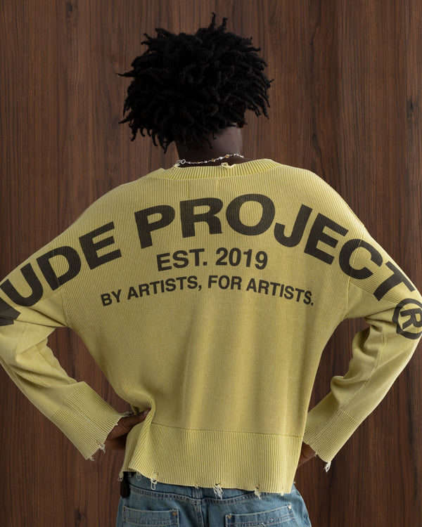 Perfect Cropped Knit Sweater Lime