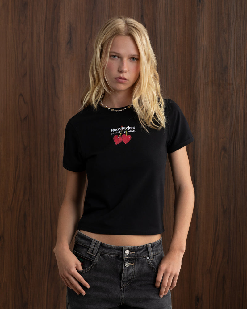 Juicy Cherry Baby Tee Black