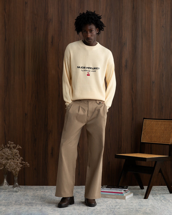 Wavy Knit Sweater Off-White