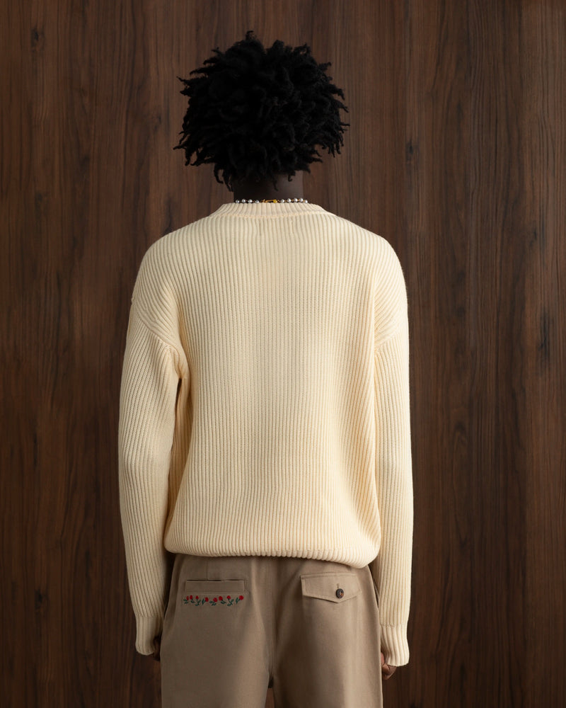 Wavy Knit Sweater Off-White