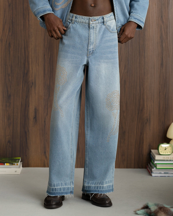 Old Baggy Denim Fantasy Jewel Flowers