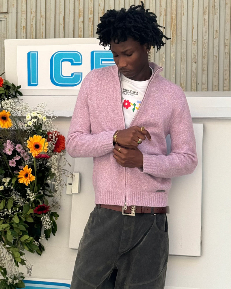 Sweet Knit Zip-up Cardigan Lilac