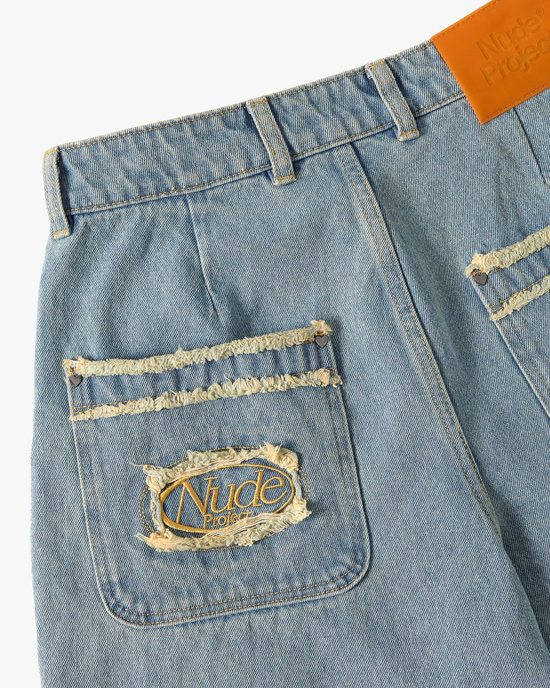 Old Baggy Denim Shorts Flower