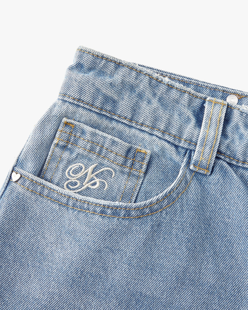 Old Baggy Denim Fantasy Jewel Flowers