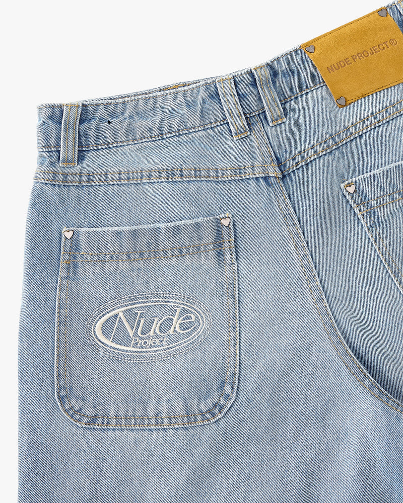 Old Baggy Denim Fantasy Jewel Flowers