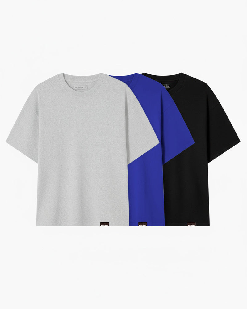 Basic Tee Blue/Black/Grey 3xPack