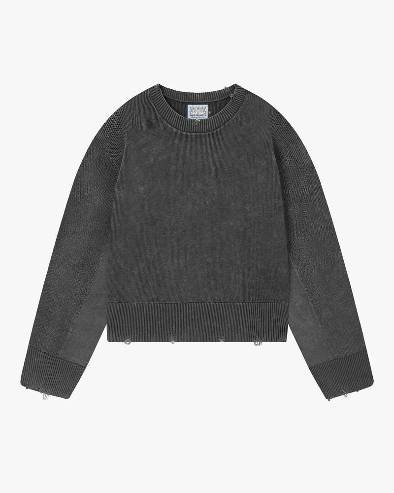 Perfect Cropped Knit Sweater Ash