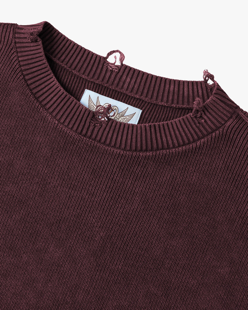 Perfect Cropped Knit Sweater Burgundy