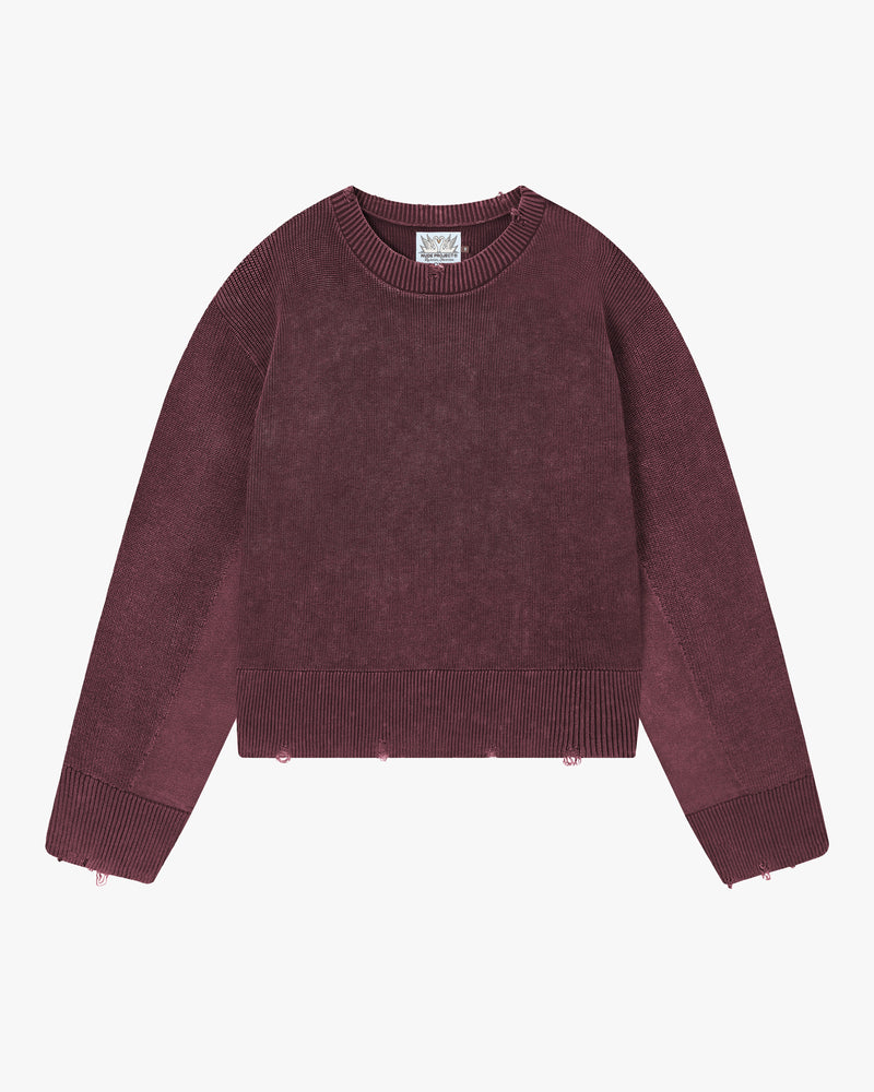 Perfect Cropped Knit Sweater Burgundy