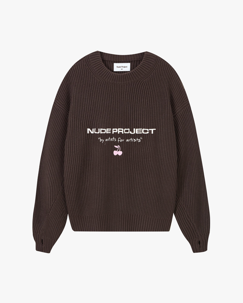 Wavy Knit Sweater Brown