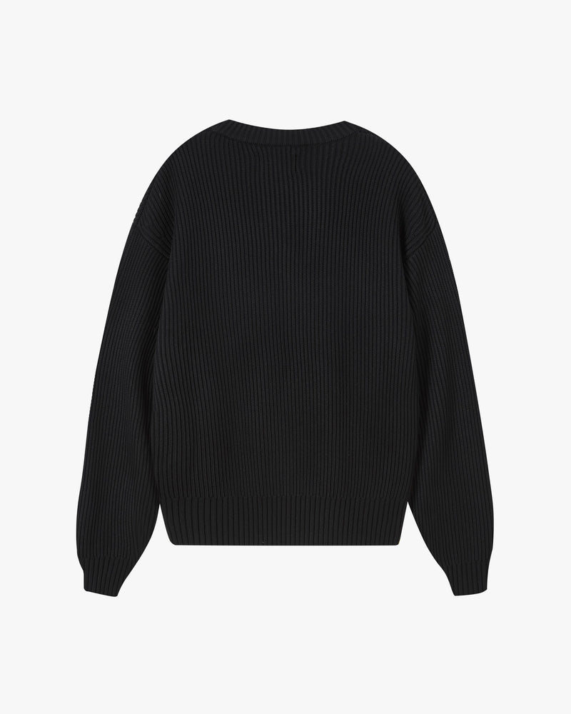 Wavy Knit Sweater Black