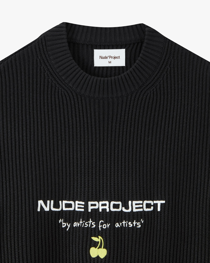 Wavy Knit Sweater Black