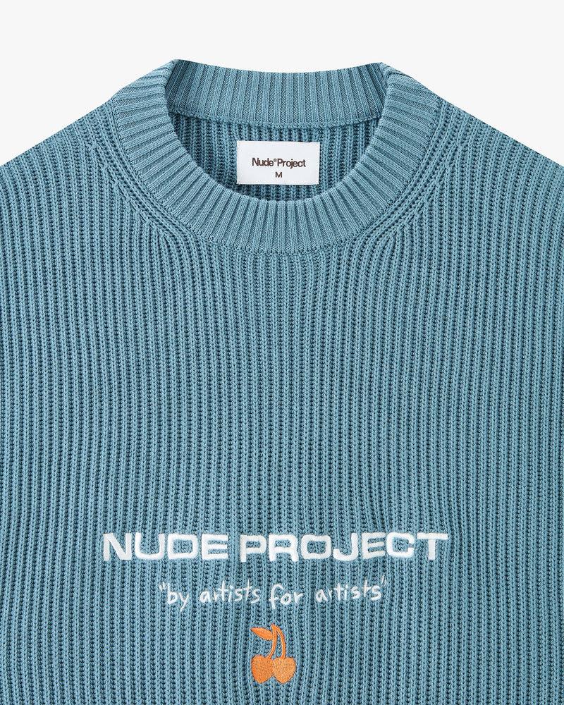 Wavy Knit Sweater Blue