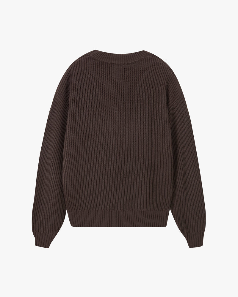 Wavy Knit Sweater Brown