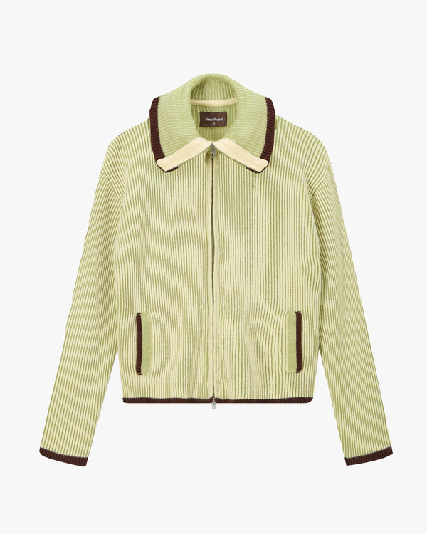 Classy Knit Zip-Up Cardigan Green