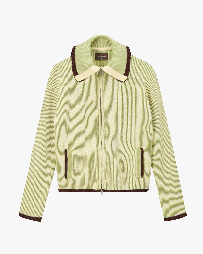 Classy Knit Zip-Up Cardigan Green