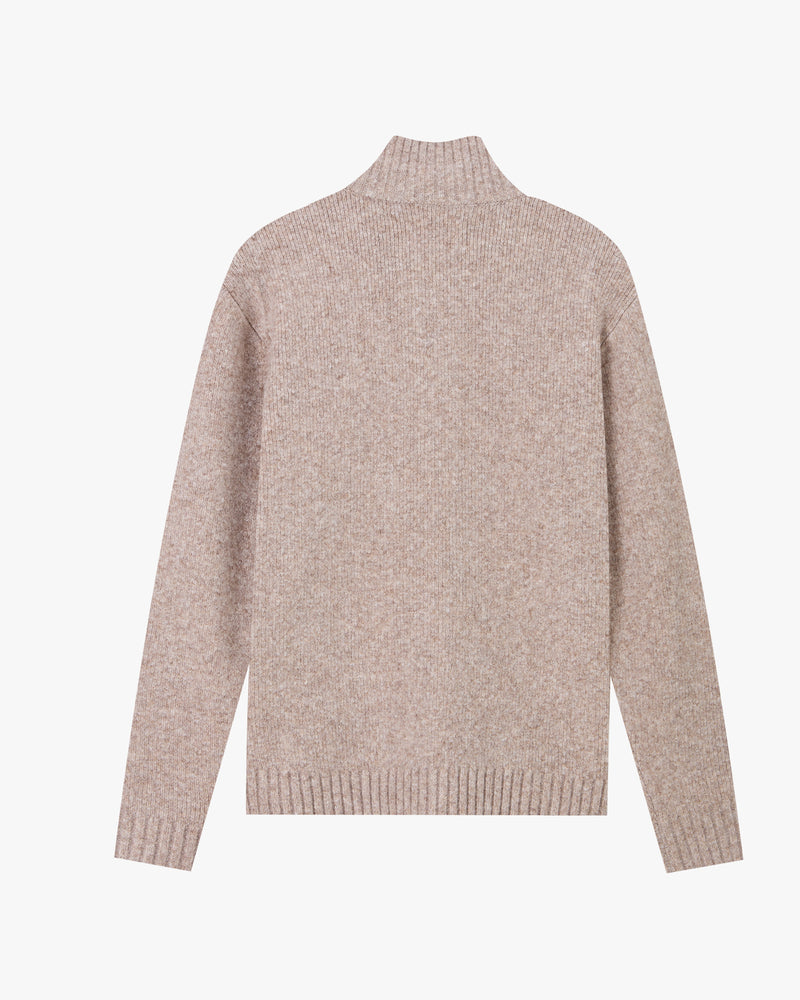 Sweet Knit Zip-up Cardigan Beige