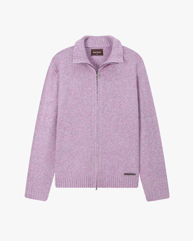 Sweet Knit Zip-up Cardigan Lilac