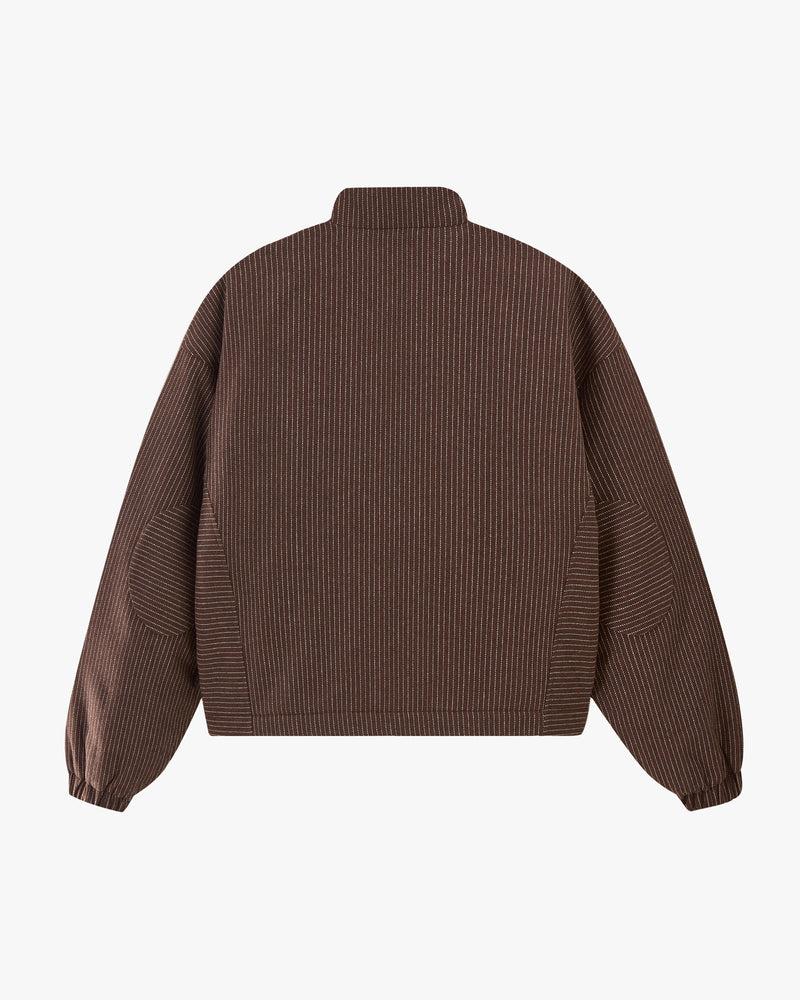 Wool Zip-Up Bomber Jacket Brown