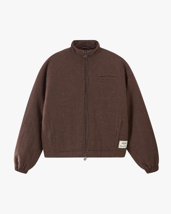 Wool Zip-Up Bomber Jacket Brown